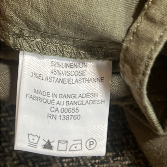 Linen blend Stretch Casual Pants in Olive Army Green sz 6 - Picture 8 of 10